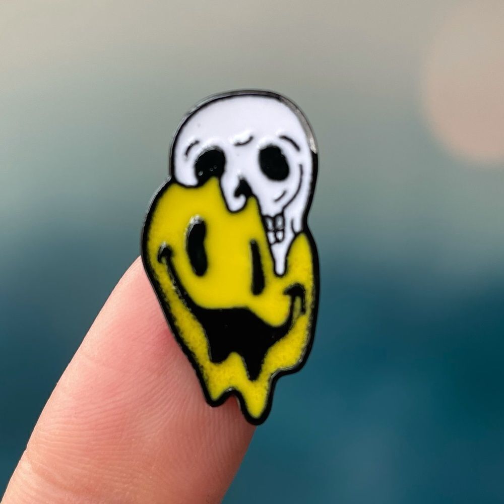 Ghost & Skull Smiley Enamel Pin/ Brooch Lapel